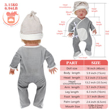 Load image into Gallery viewer, Vollence 18 inch Realistic Reborn Baby Doll with Hair