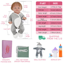 Load image into Gallery viewer, Vollence 14 inch Realistic Reborn Baby Doll with Hair