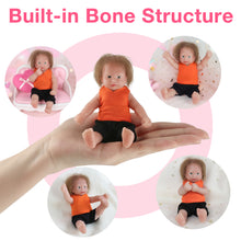 Load image into Gallery viewer, Vollence 4.7 inch Eye Closed Mini Full Silicone Baby Dolls with Bone Pocket Doll with Hair